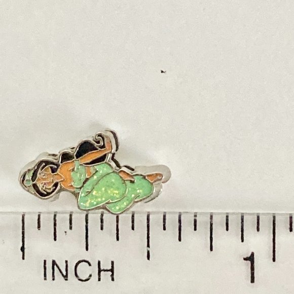 Vintage Disney Princess Jasmine Slider Charm Aladdin Signed Silver Tone Enamel - Picture 10 of 12